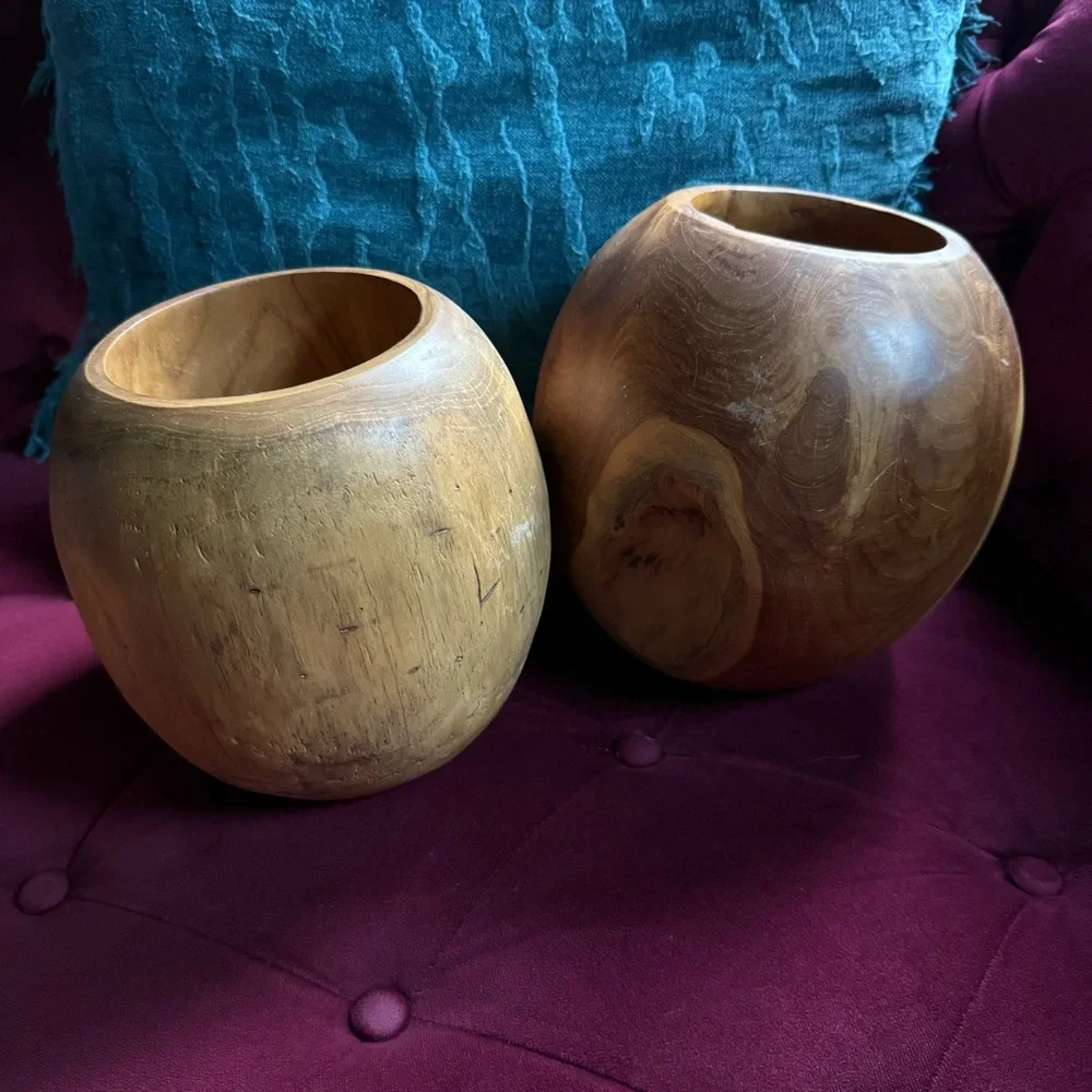 Rustic Wooden Accent Planter Vases